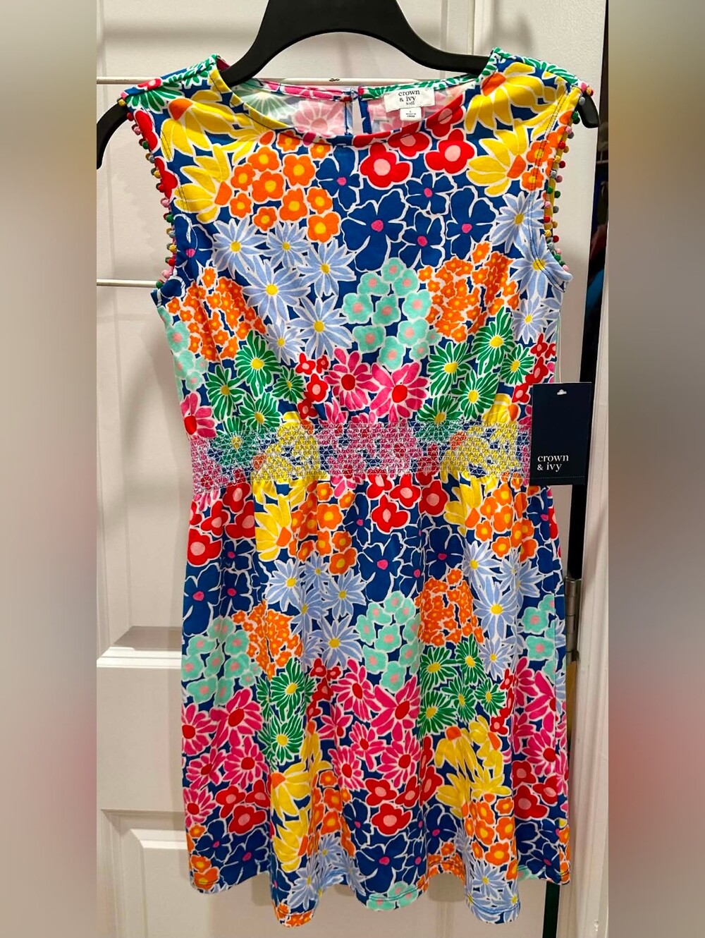 crown & ivy Kids Bright Floral Dress in Blue, Red, Yellow